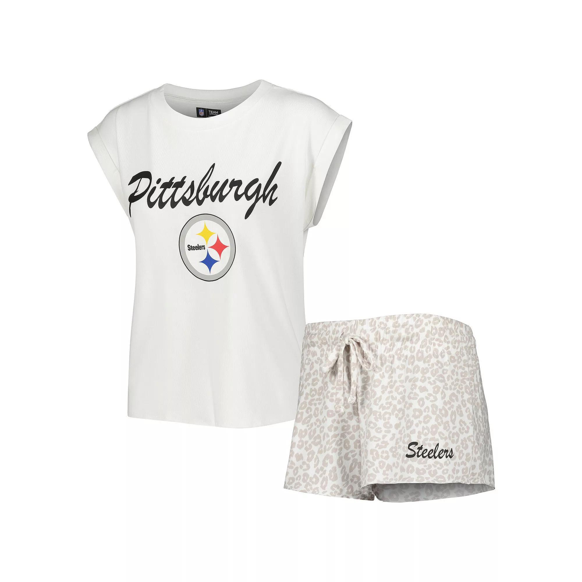 Womens Concepts Sport /Cream Pittsburgh Steelers Montana Knit T-Shirt & Shorts Sleep Set Product Image
