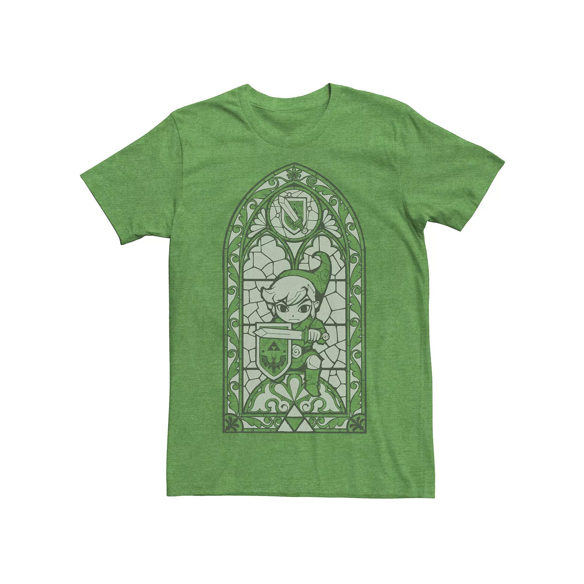 Men's Nintendo Zelda Wind Waker Link Stained Glass Tee, Size: Medium, Kelly Grey Product Image