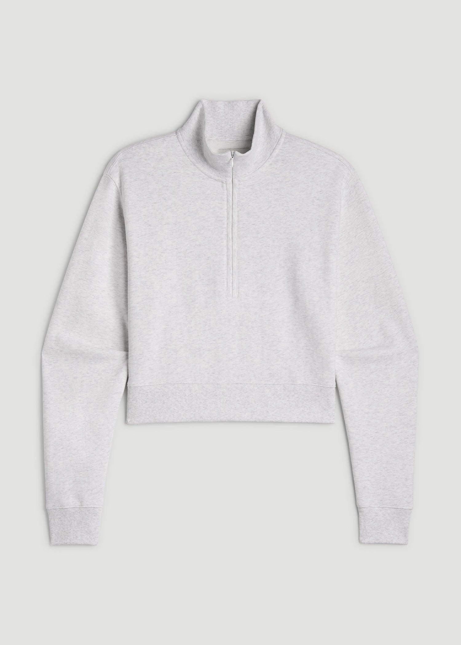 Wearever 2.0 Fleece Half-Zip Cropped Sweatshirt for Tall Women in Heather Cloud White Product Image