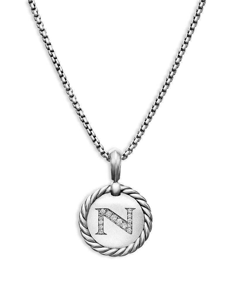 David Yurman Sterling Silver Cable Collectibles Initial Charm Necklace with Diamonds, 18 Product Image