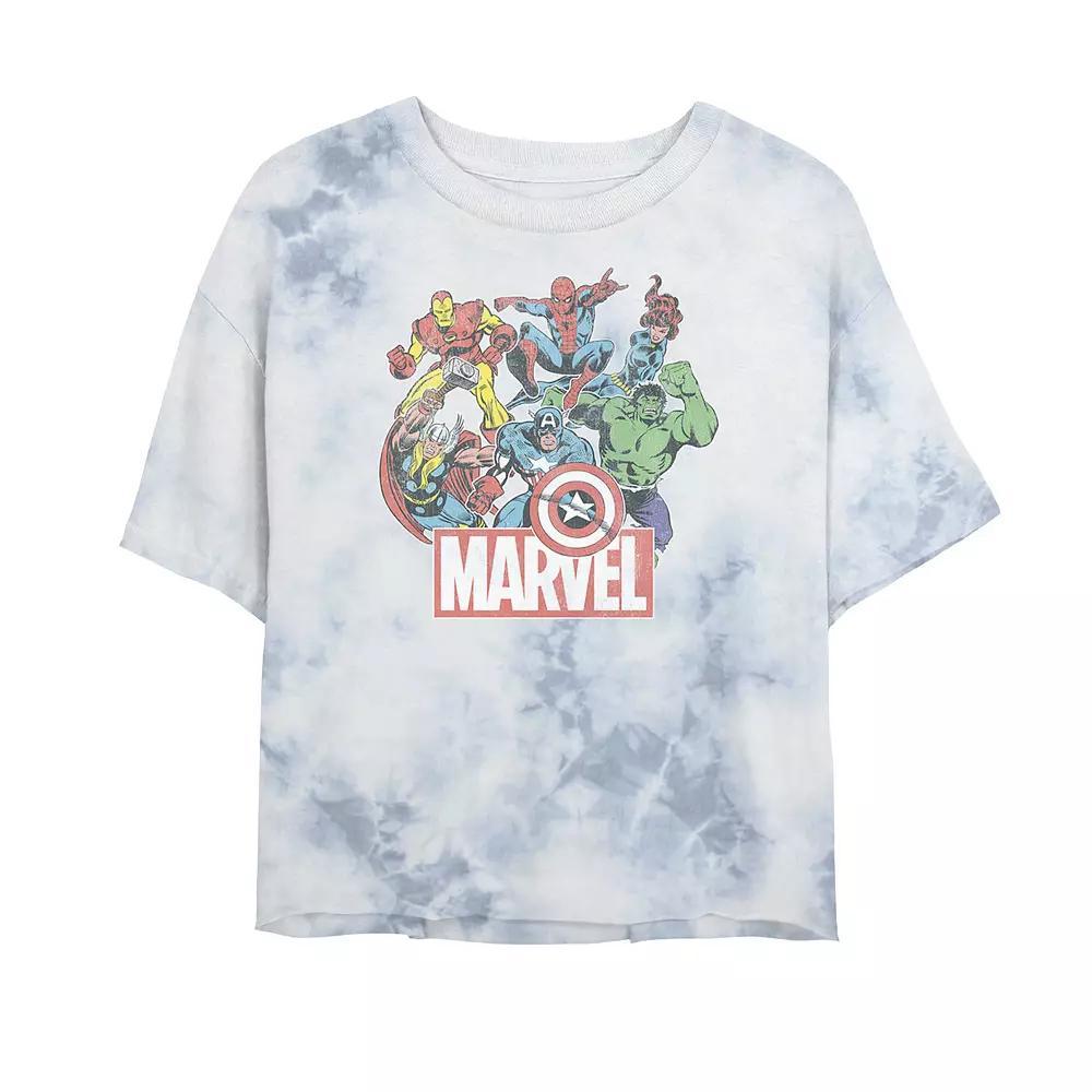 Juniors' Marvel Avengers Team Retro Comic Vintage Tee, Women's, Size: XL, White Blue Product Image