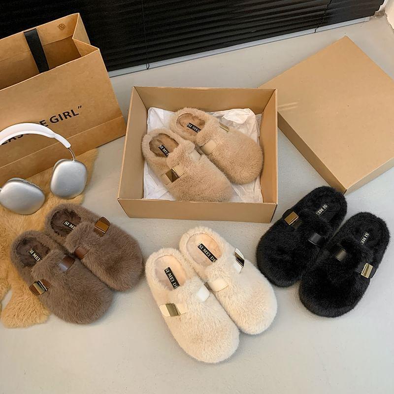 Fleece Buckled Mules Product Image