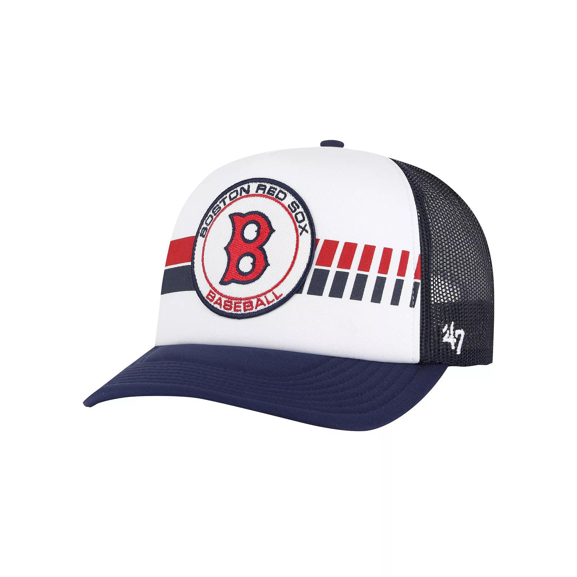 Mens 47 White Boston Red Sox Cooperstown Collection Wax Pack Express Trucker Adjustable Hat, Blue Product Image