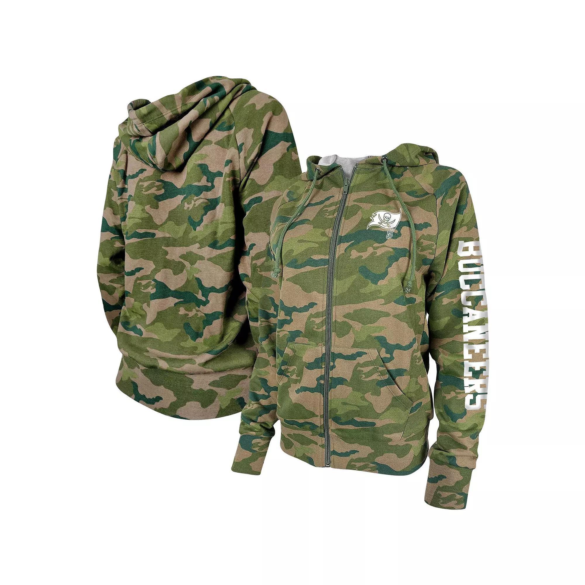 Women's New Era Camo Tampa Bay Buccaneers Raglan Full-Zip Hoodie, Size: Large, Green Product Image