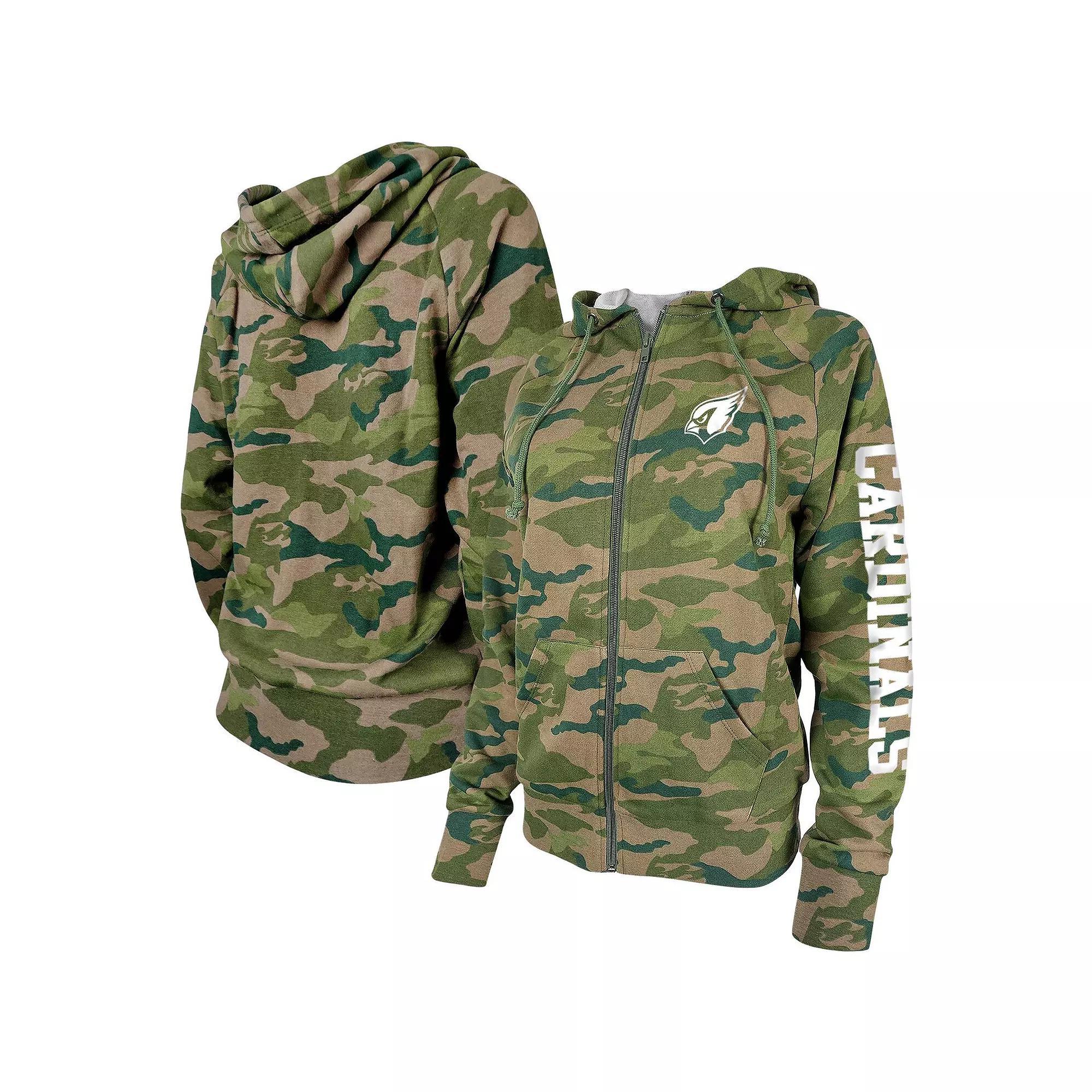 Women's New Era Camo Arizona Cardinals Raglan Full-Zip Hoodie, Size: 2XL, Green Product Image