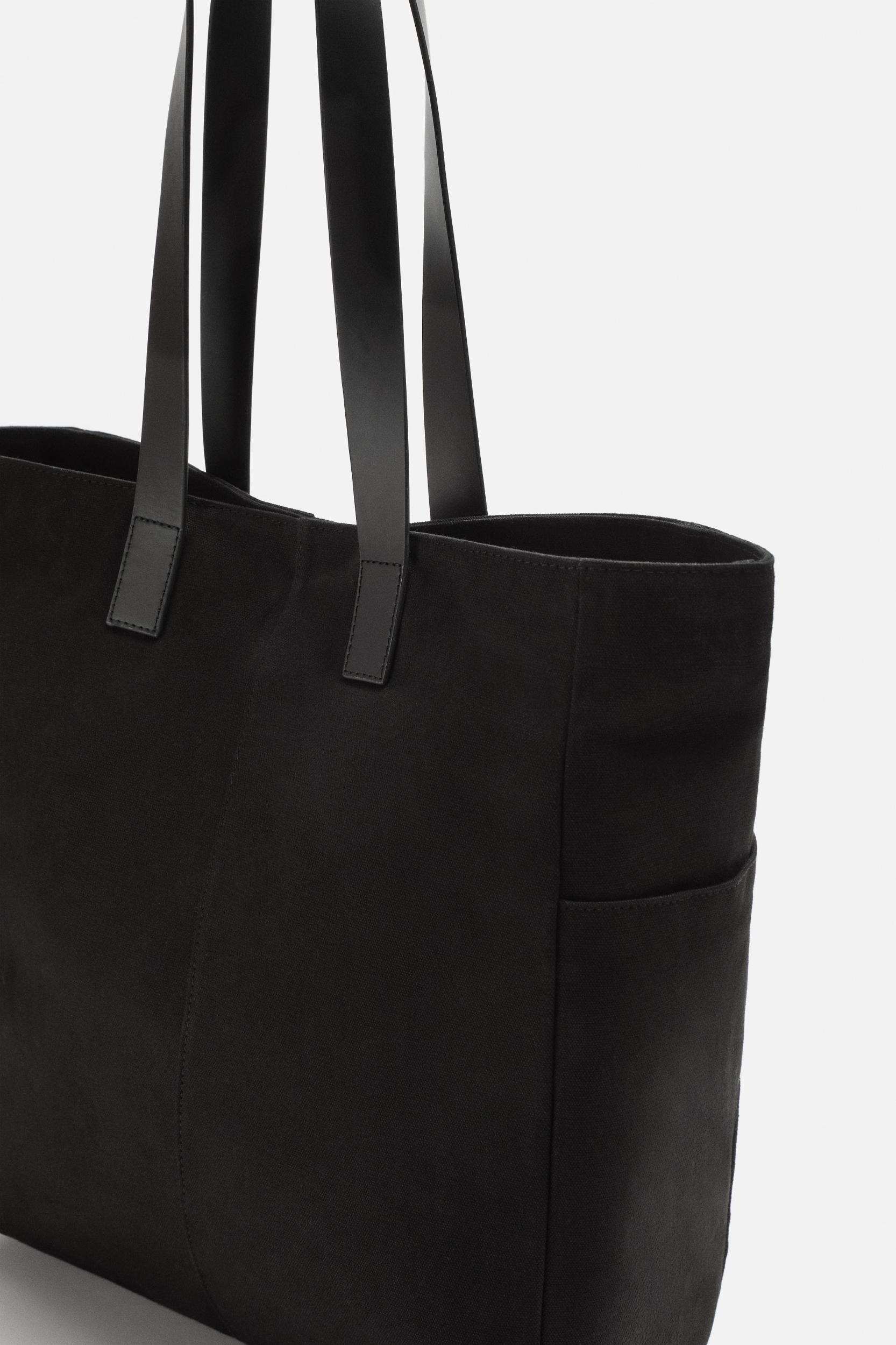 LEATHER AND FABRIC TOTE Product Image