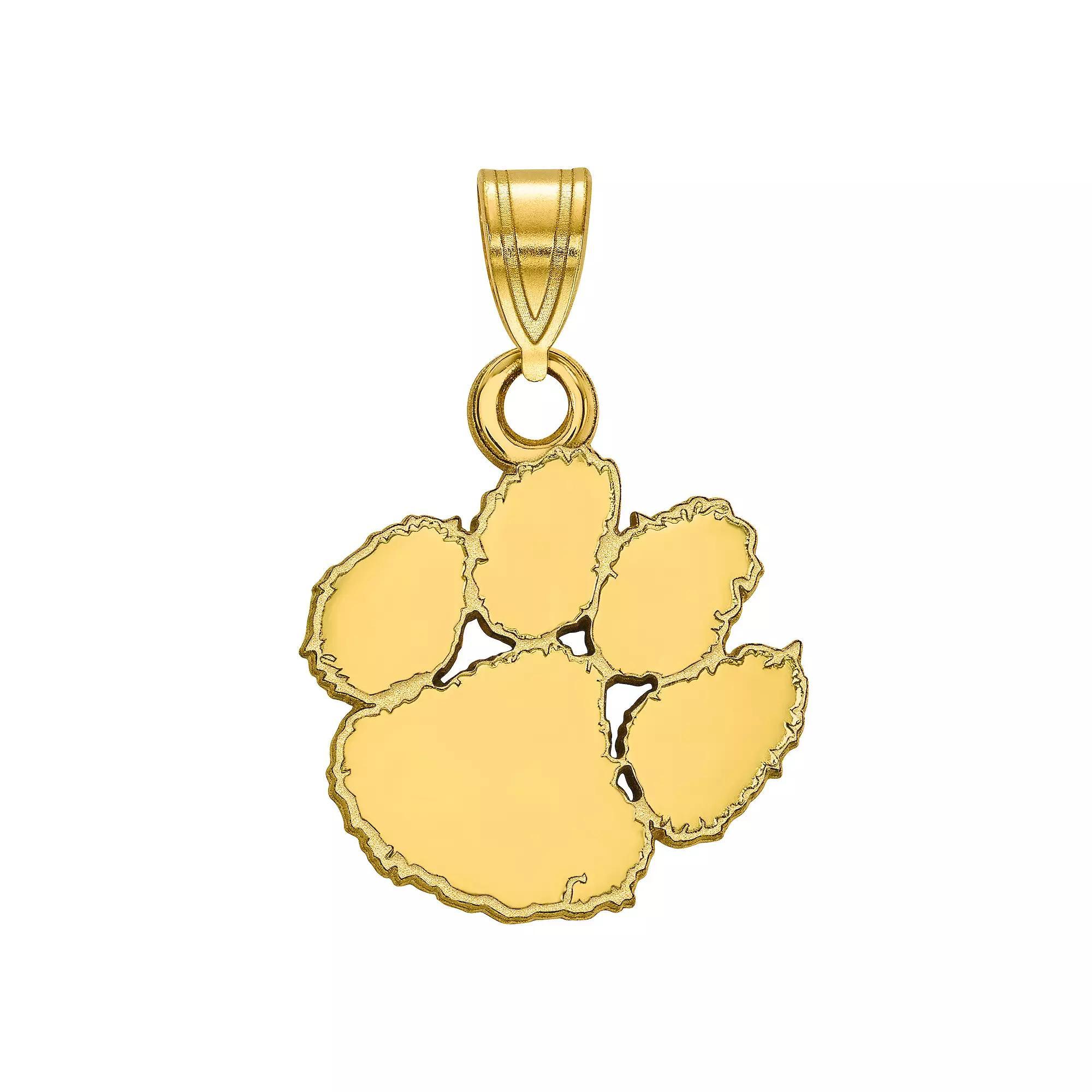 LogoArt Sterling Silver 14k Gold Plated Clemson Tigers Small Pendant, Womens Product Image