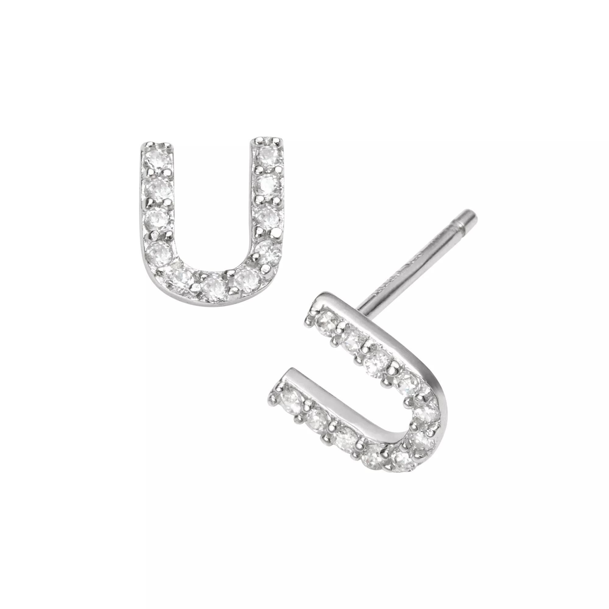 Sophie Miller Sterling Silver Cubic Zirconia Initial Stud Earrings, Womens Product Image