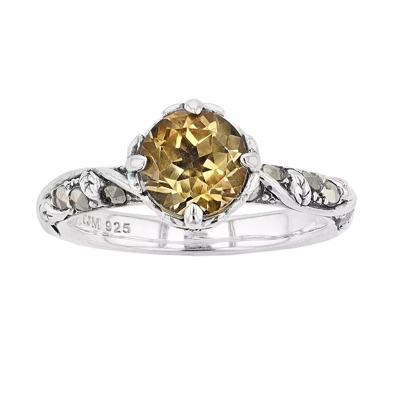 Lavish by TJM Sterling Silver Citrine & Marcasite Ring, Women's, Size: 6 Product Image