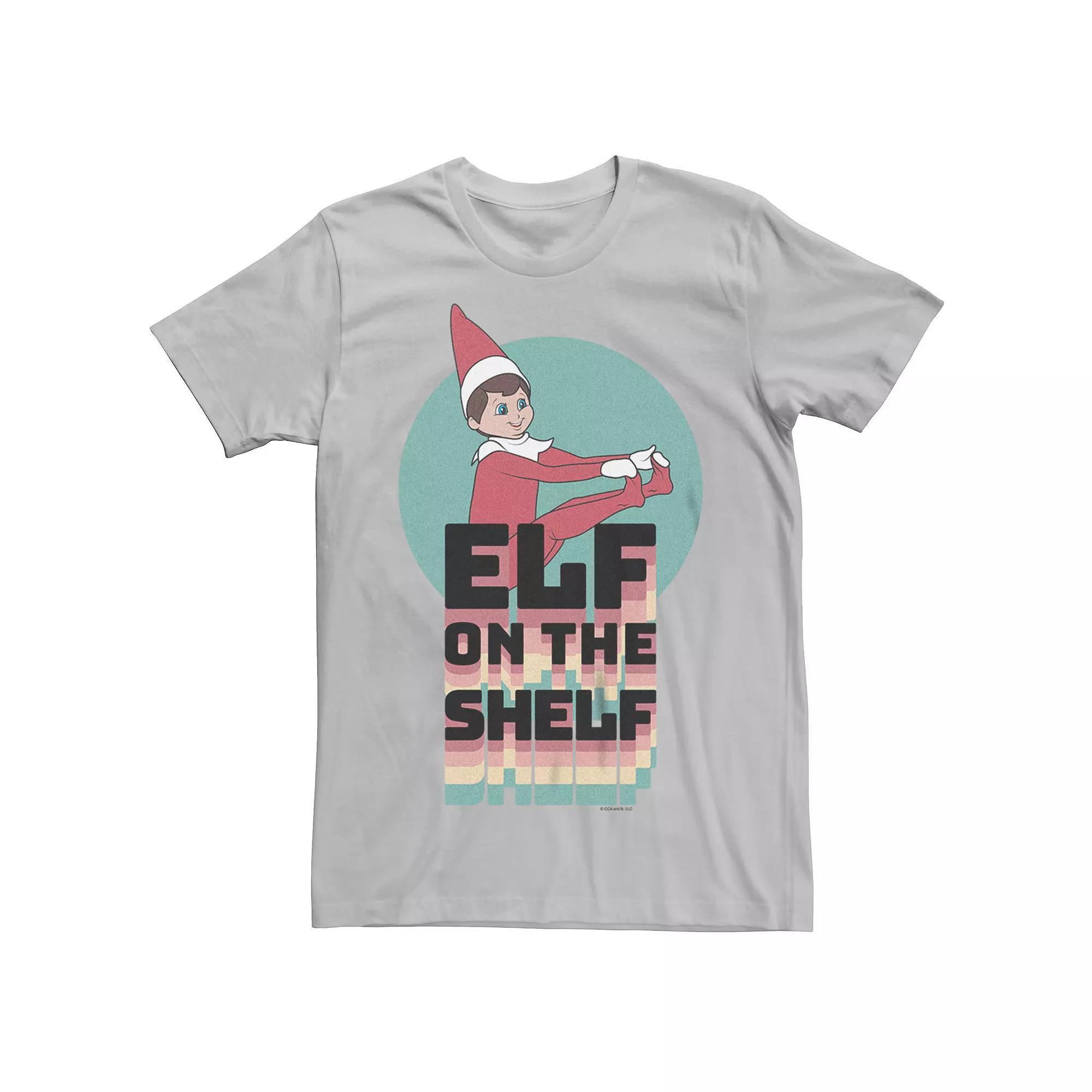 Men's Elf On The Shelf Drop Shadow Text Tee, Size: Large, Silver Product Image