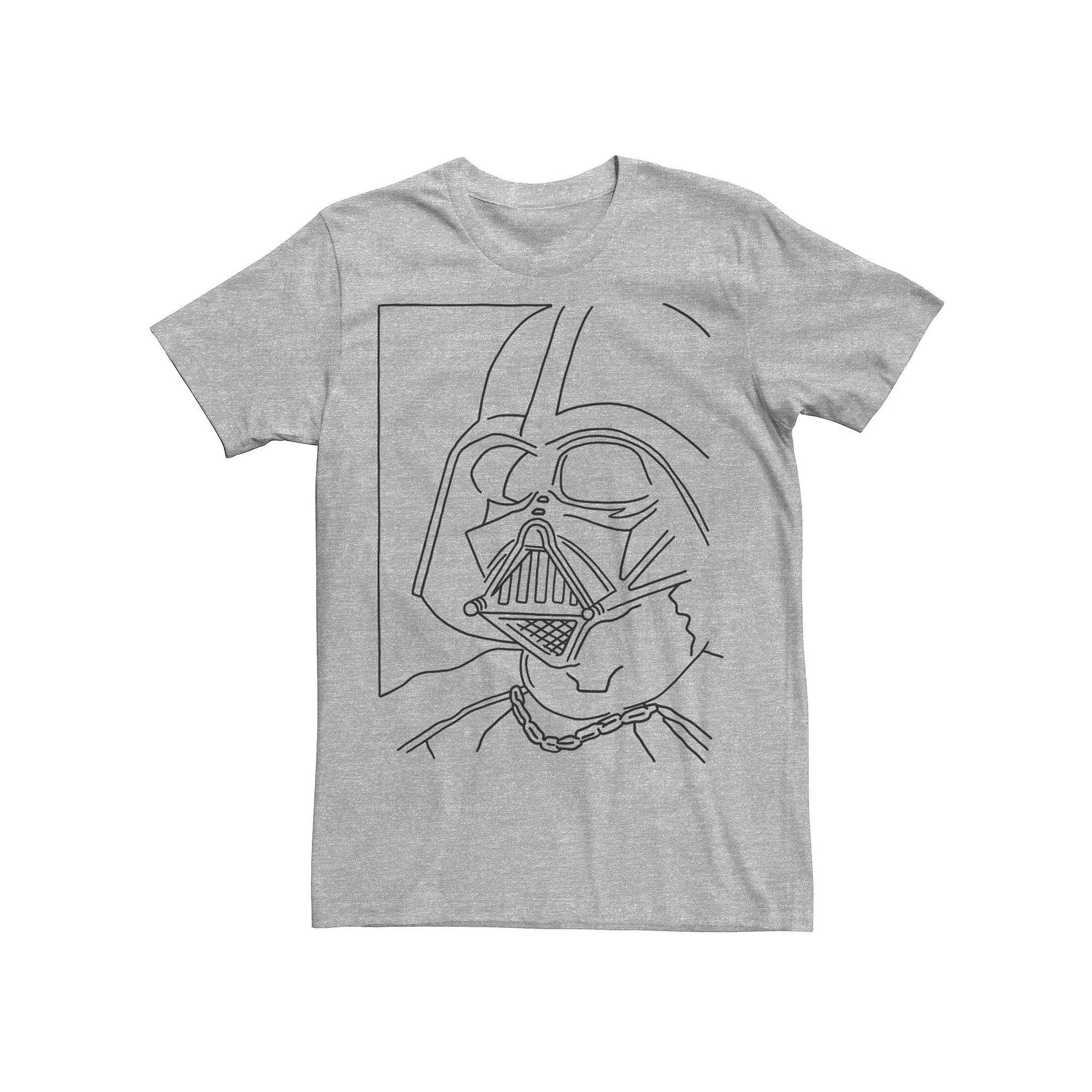 Men's Star Wars Darth Vader Simple Line Drawn Profile Graphic Tee, Size: Medium, Athletic Grey Product Image