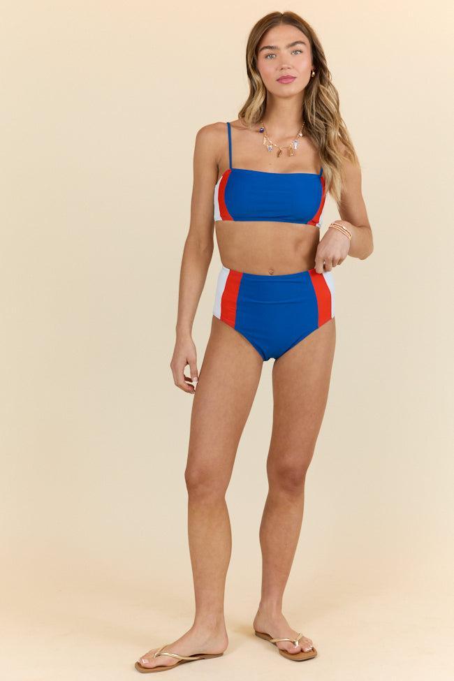 Rock The Boat Red and Blue Colorblock Bikini Bottoms FINAL SALE Product Image