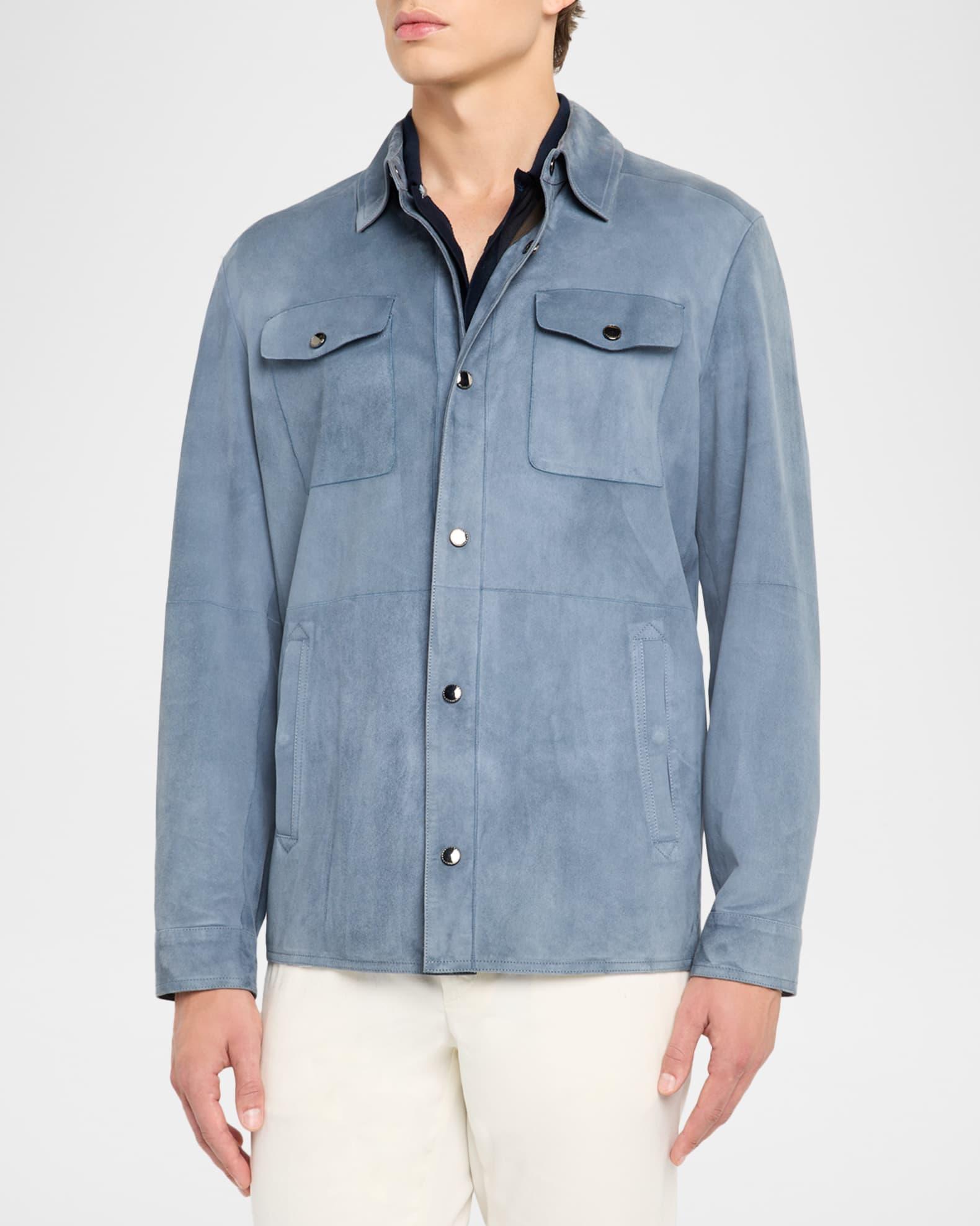 Men's Nuvola Suede Snap-Front Overshirt Product Image