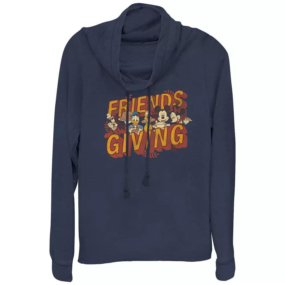 Disney's Mickey Mouse And Friends Friendsgiving Plus Size Cowlneck Graphic Lightweight Long Sleeve, Women's, Size: 3XL, Blue Product Image