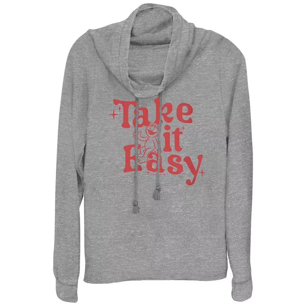 Plus Size PBS Kids Sesame Street Elmo Take It Easy Cowlneck Graphic Lightweight Long Sleeve, Women's, Size: 1XL, Gray Grey Product Image