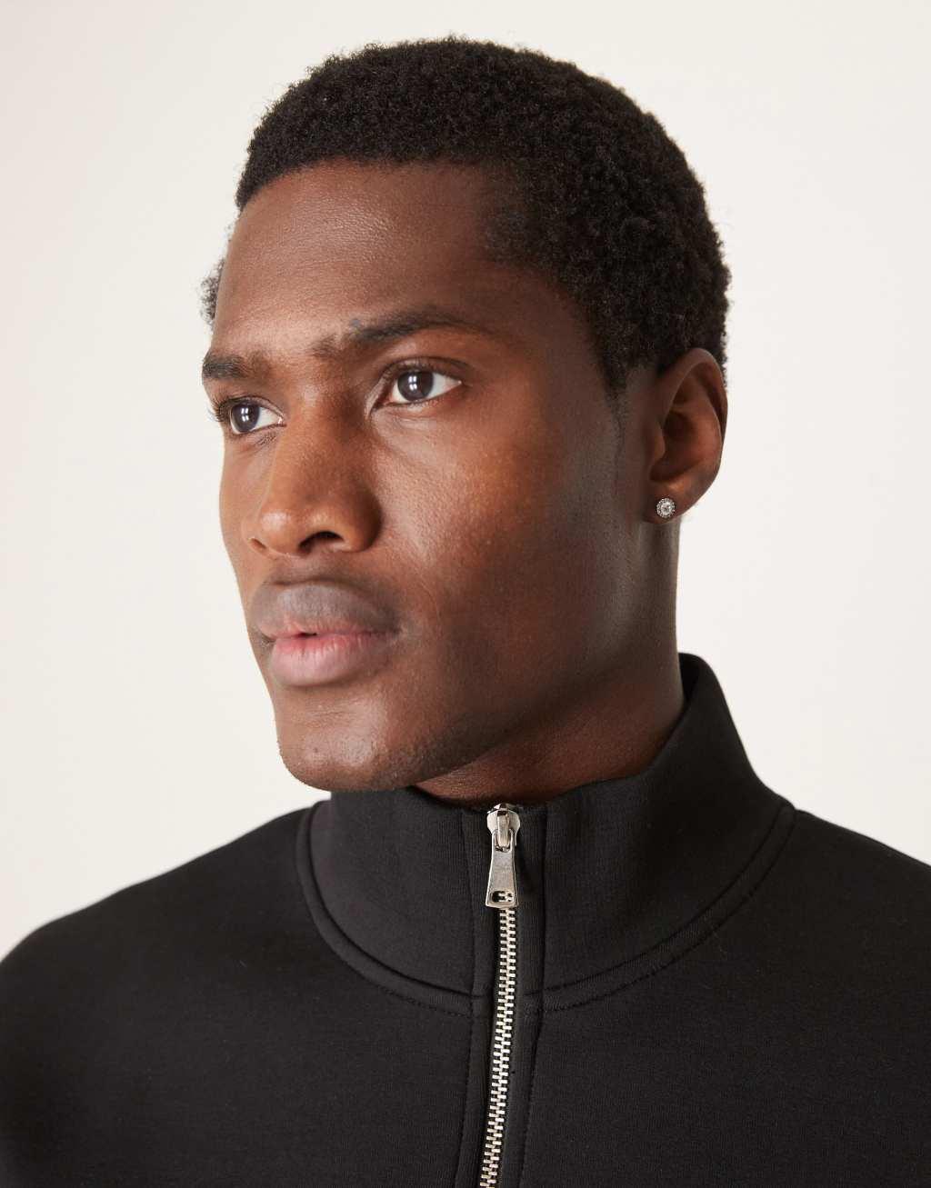 ASOS DESIGN scuba oversized boxy half zip sweatshirt in black - part of a set Product Image