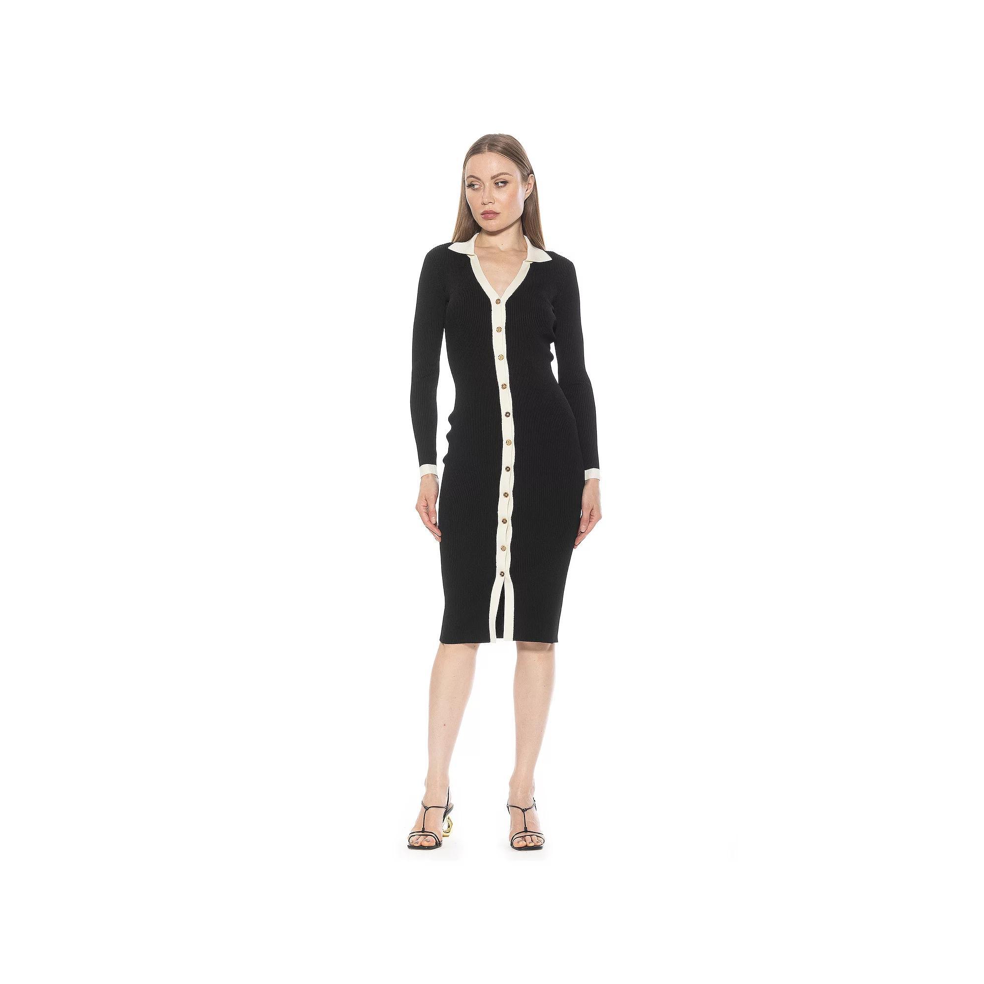 Women's ALEXIA ADMOR Cordelia Long Sleeve Knit Midi Dress, Size: Small, Camel Product Image