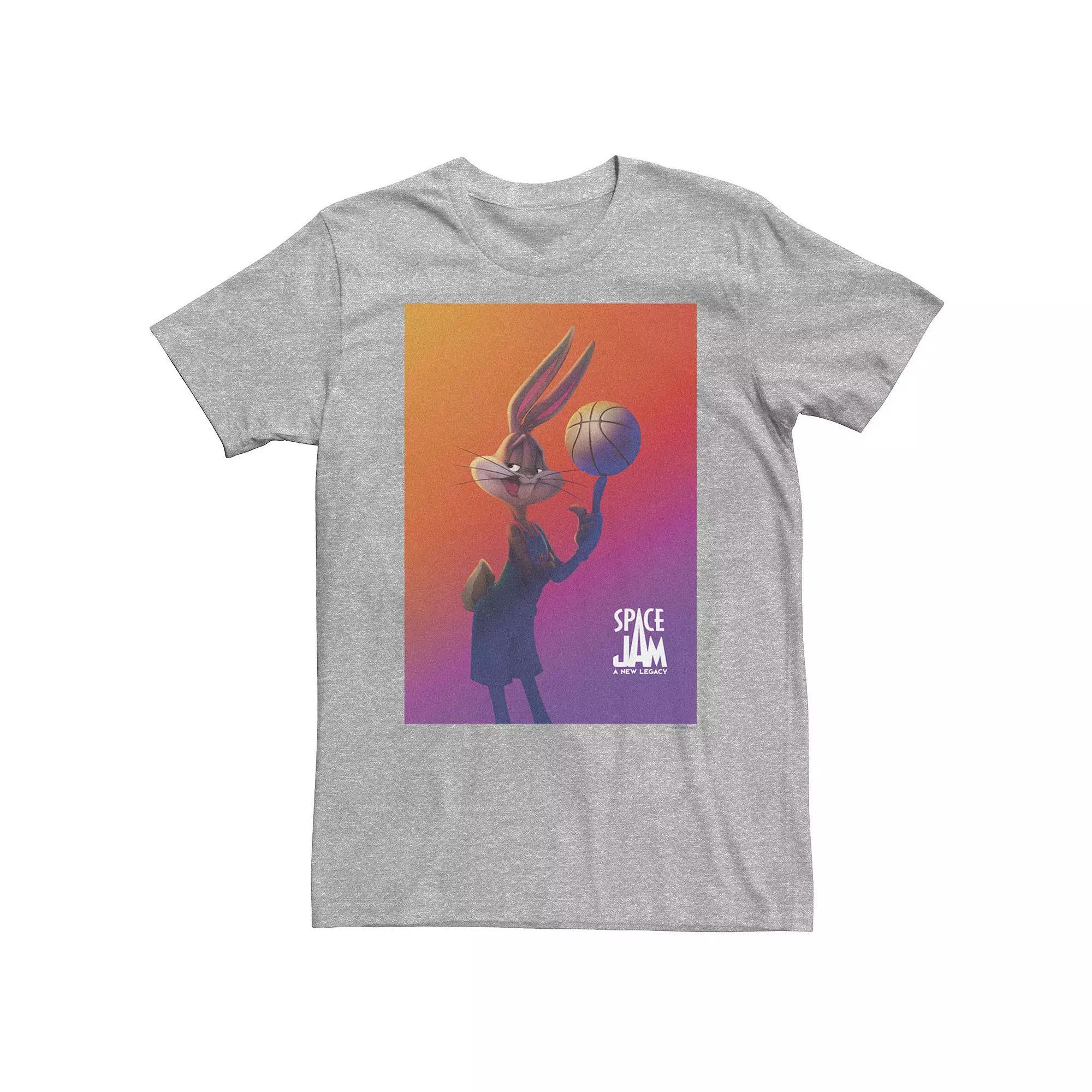 Big & Tall Space Jam: A New Legacy Bugs Bunny With Basketball Poster Tee, Men's, Size: 3XL Tall, Athletic Grey Product Image