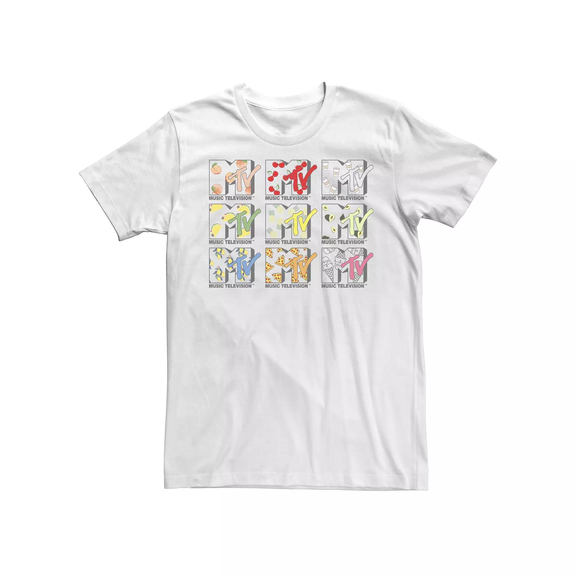 Men's MTV Food Grid Logo Short Sleeve Tee, Size: Large, White Product Image