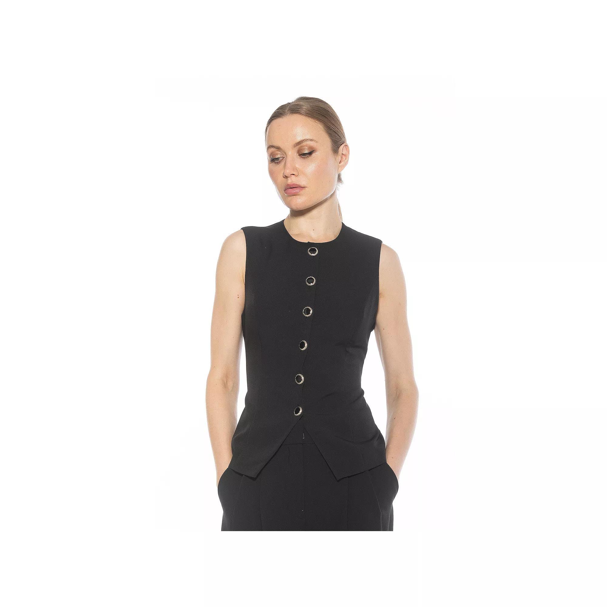 Women's ALEXIA ADMOR Kinsley Crewneck Sleeveless Vest Top, Size: 8, Black Product Image
