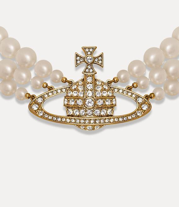 Three Row Pearl Bas Relief Choker Product Image