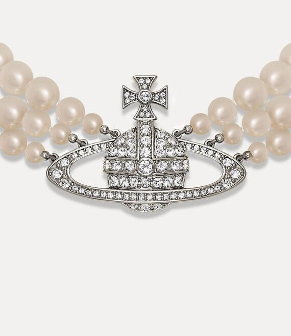 Three Row Pearl Bas Relief Choker Product Image