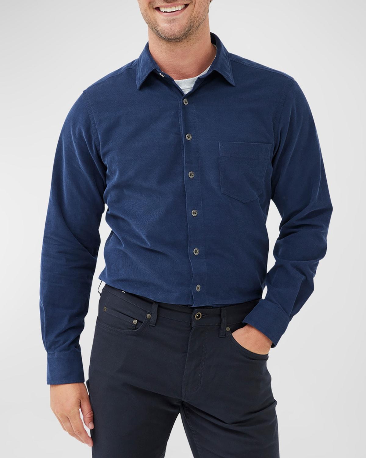 Mens Coal Stream Slim Fit Corduroy Casual Button-Down Shirt Product Image