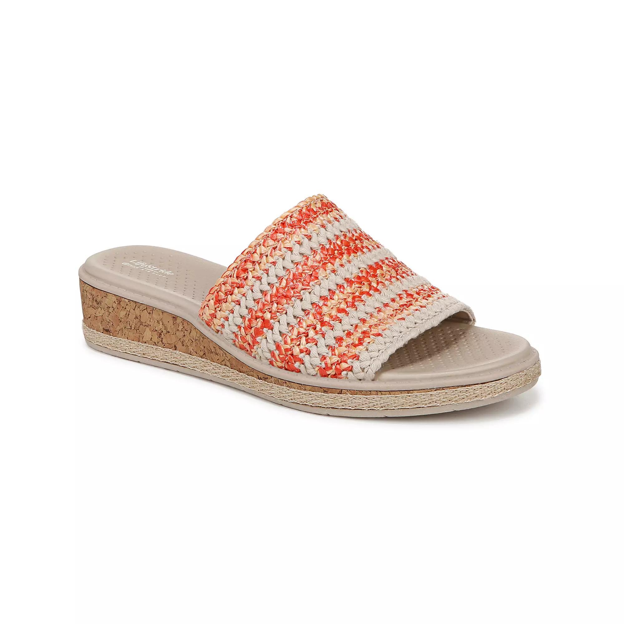 LifeStride Breezy Women's Slide Sandals, Size: 9, Pink Raffia Product Image