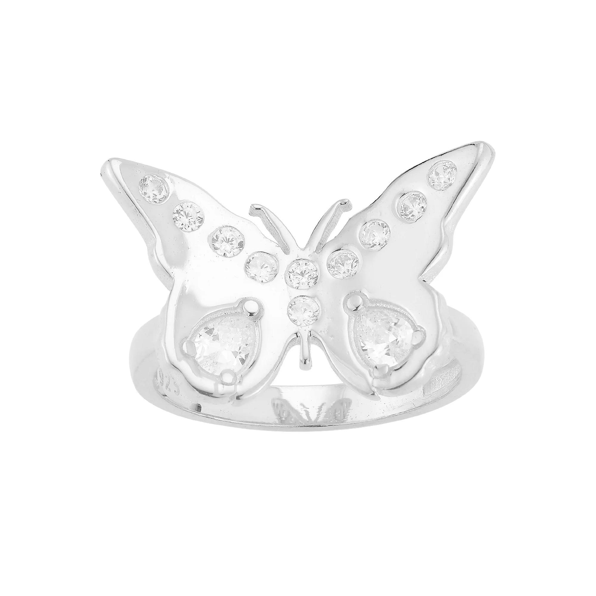 Sunkissed Sterling Cubic Zirconia Butterfly Statement Ring, Women's, Size: 7, Gold Tone Product Image