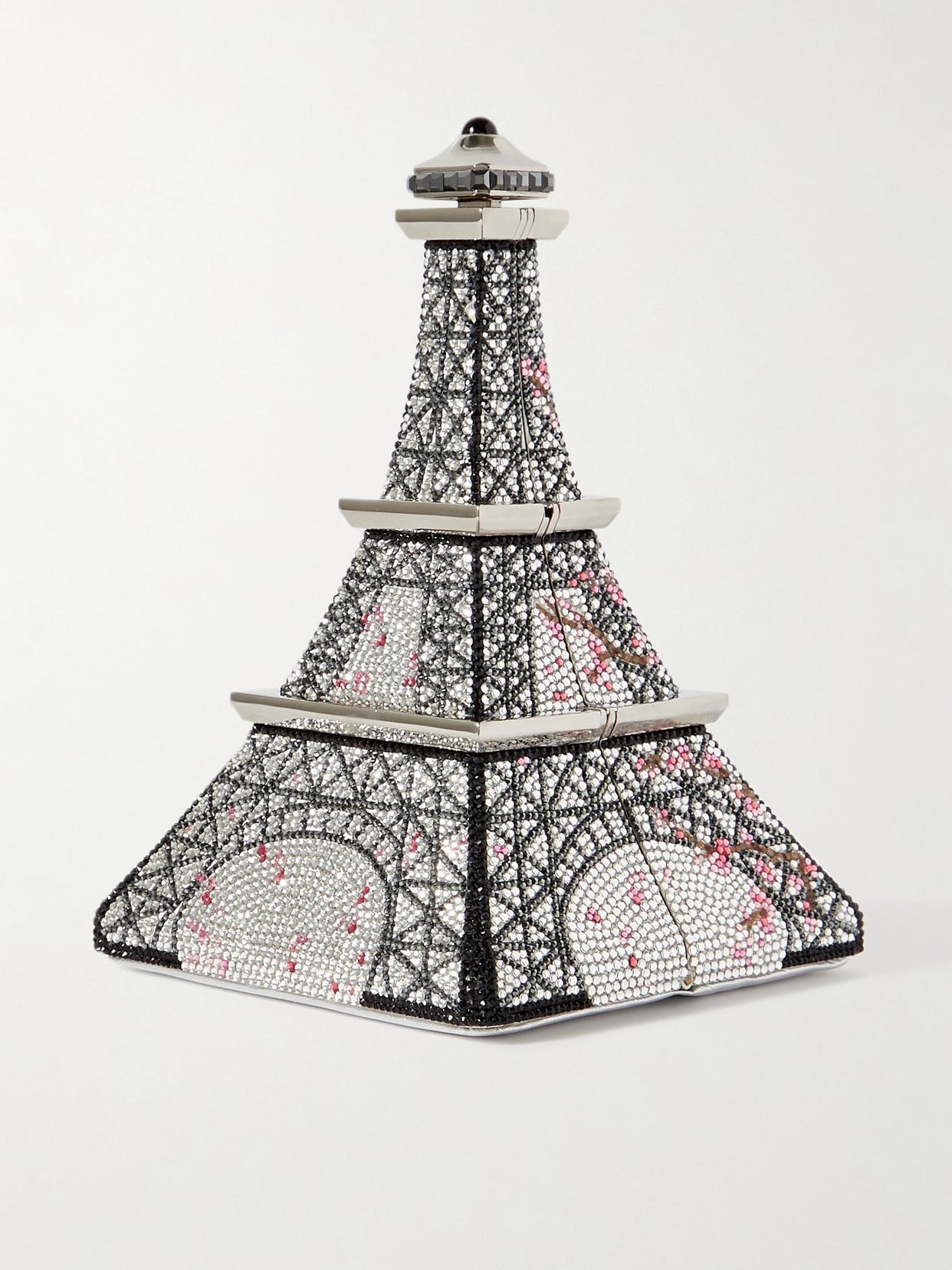 JUDITH LEIBER Eiffel Tower Crystal-embellished Silver-tone Clutch Product Image