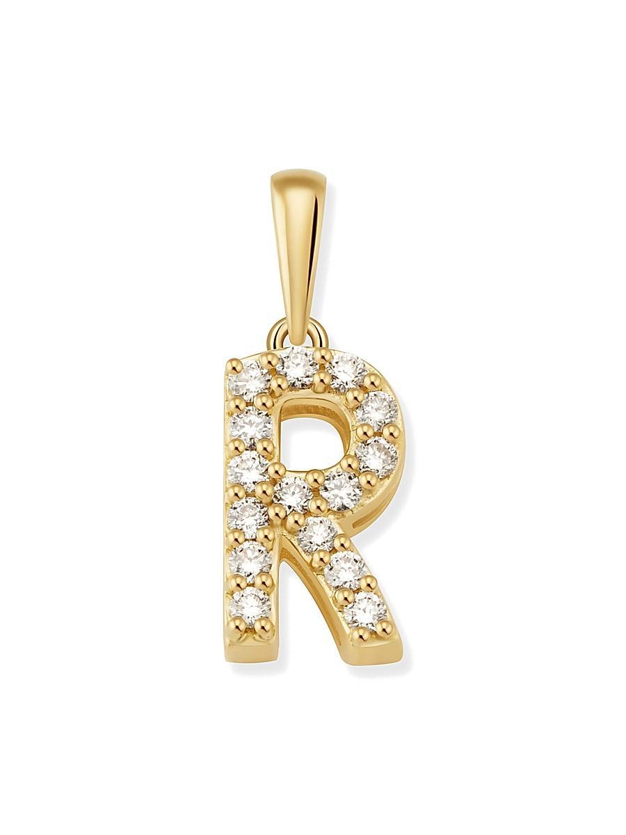 Womens 14K Yellow Gold Luxe Letter Diamond Initial Pendant Charm Product Image