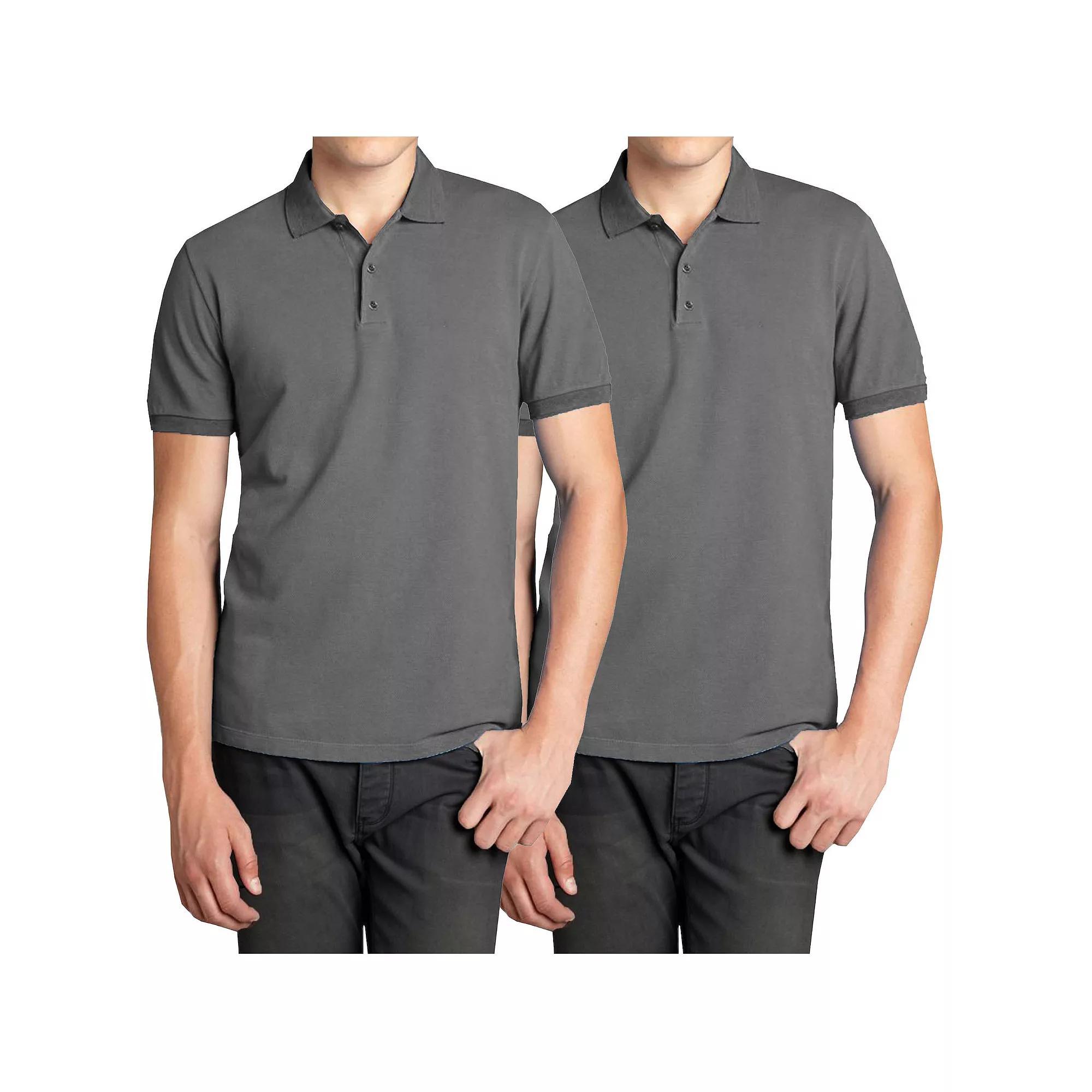 Men's Galaxy 2-Pack Pique Polo Shirts, Size: XL, Grey Product Image