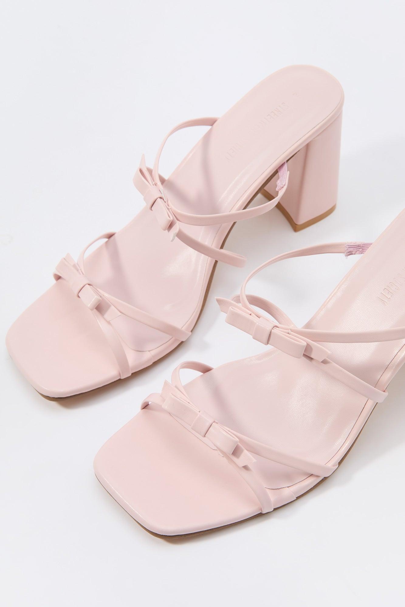 Strappy Bow Block Heels Female Product Image