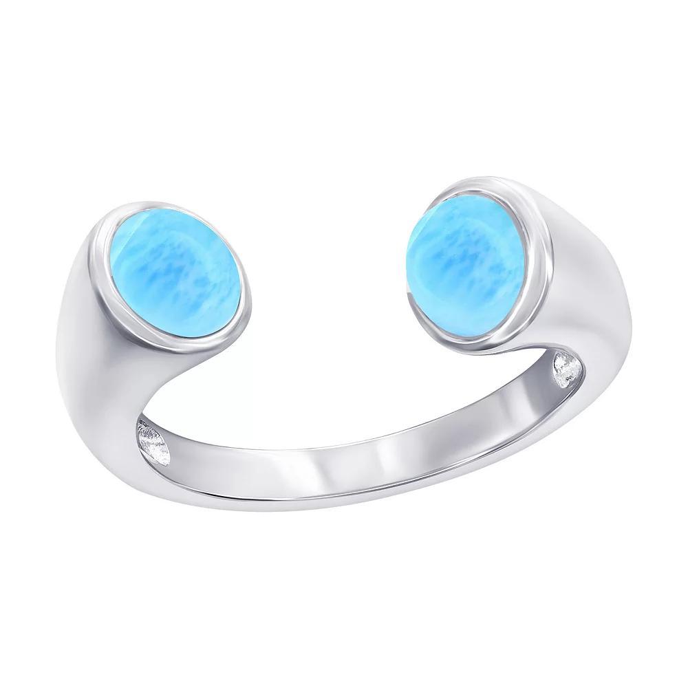 Nautica Rocks Sterling Silver Double Round Larimar Ring, Women's, Size: 7 Product Image