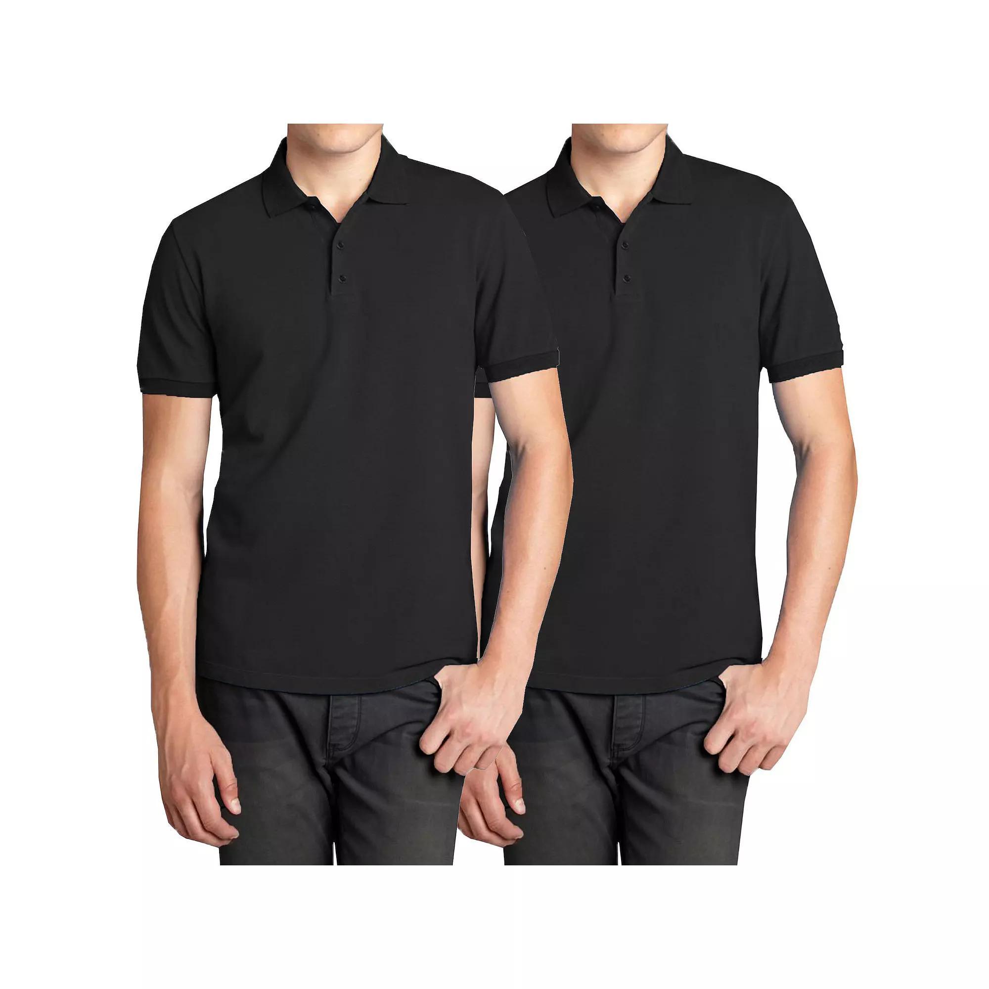 Men's Galaxy 2-Pack Pique Polo Shirts, Size: Medium, Black Product Image