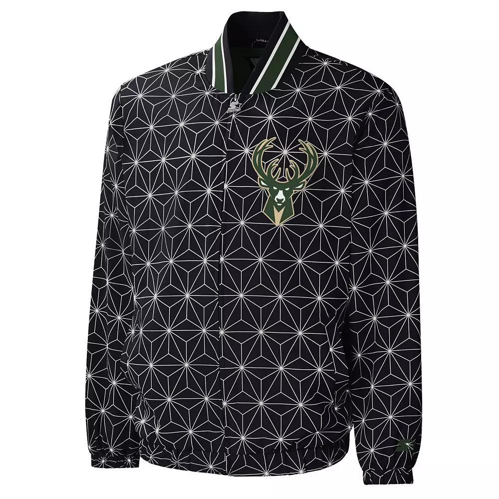 Men's Starter Black Milwaukee Bucks In-Field Play Fashion Satin Full-Zip Varsity Jacket, Size: XL Product Image