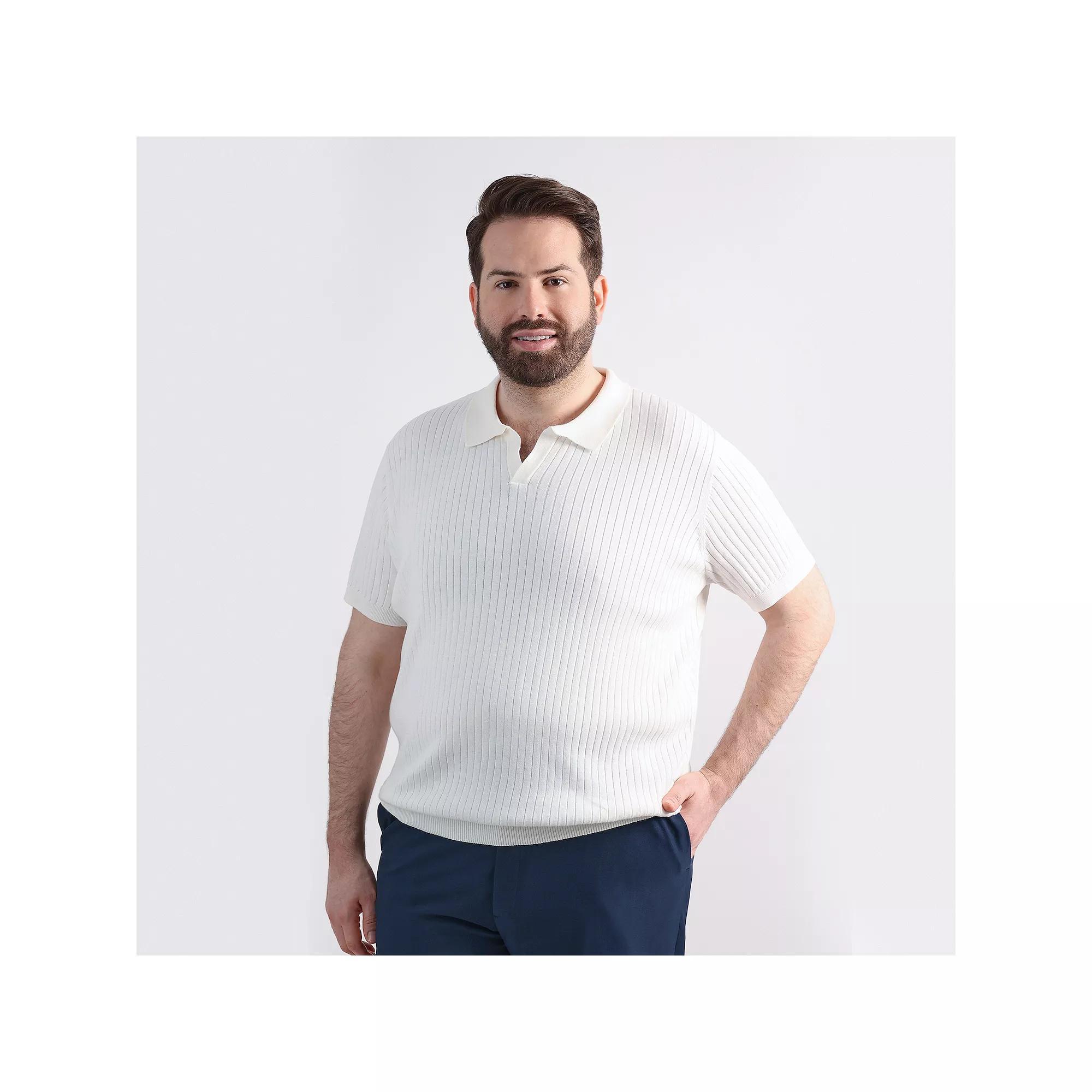 Big & Tall Haggar Mens Johnny Collar Slim Fit Ribbed Sweater Product Image