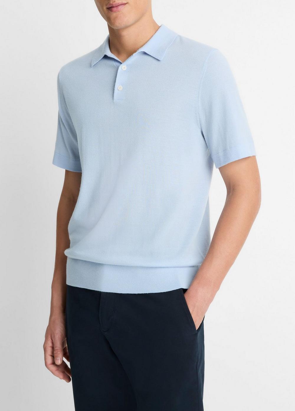 Mens Featherweight Merino Wool-Cashmere Polo Sweater, Playa Blue, Size XXL Vince Product Image