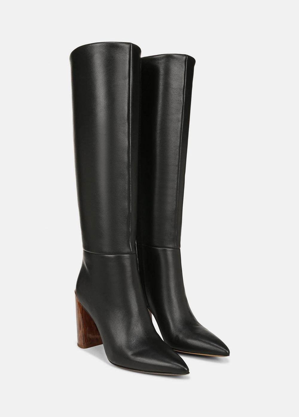 Womens Pilar Leather Knee Boot, Black, Size 7.5 Vince Product Image