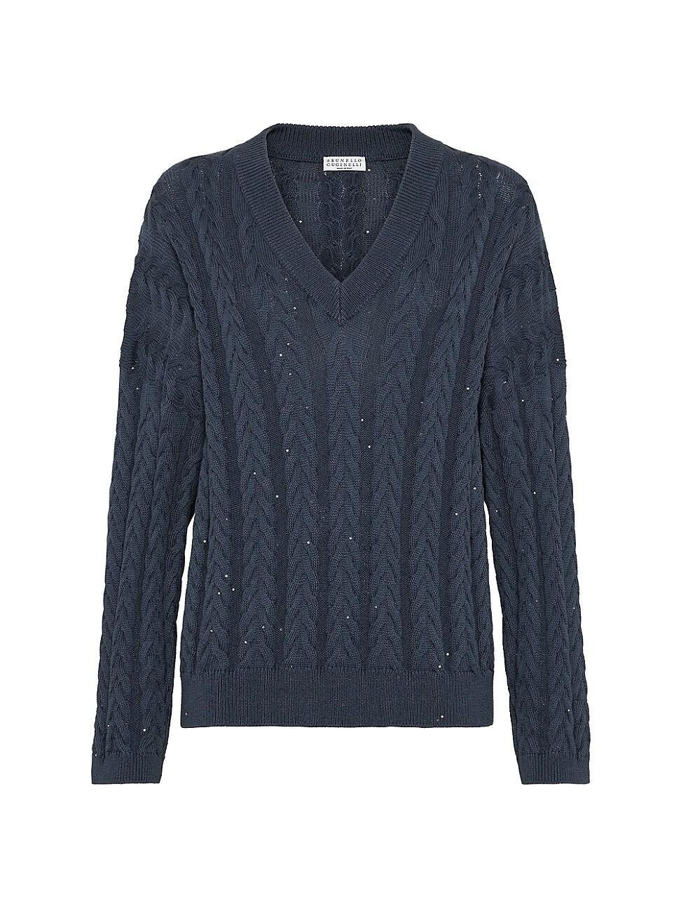 Womens Cotton Dazzling Double Cable Sweater Product Image