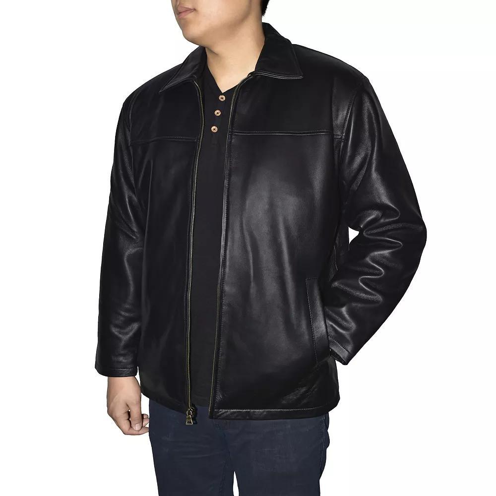 Big & Tall Victory Outfitters Lambskin Straight Bottom Leather Jacket, Men's, Size: 5XL, Black Product Image