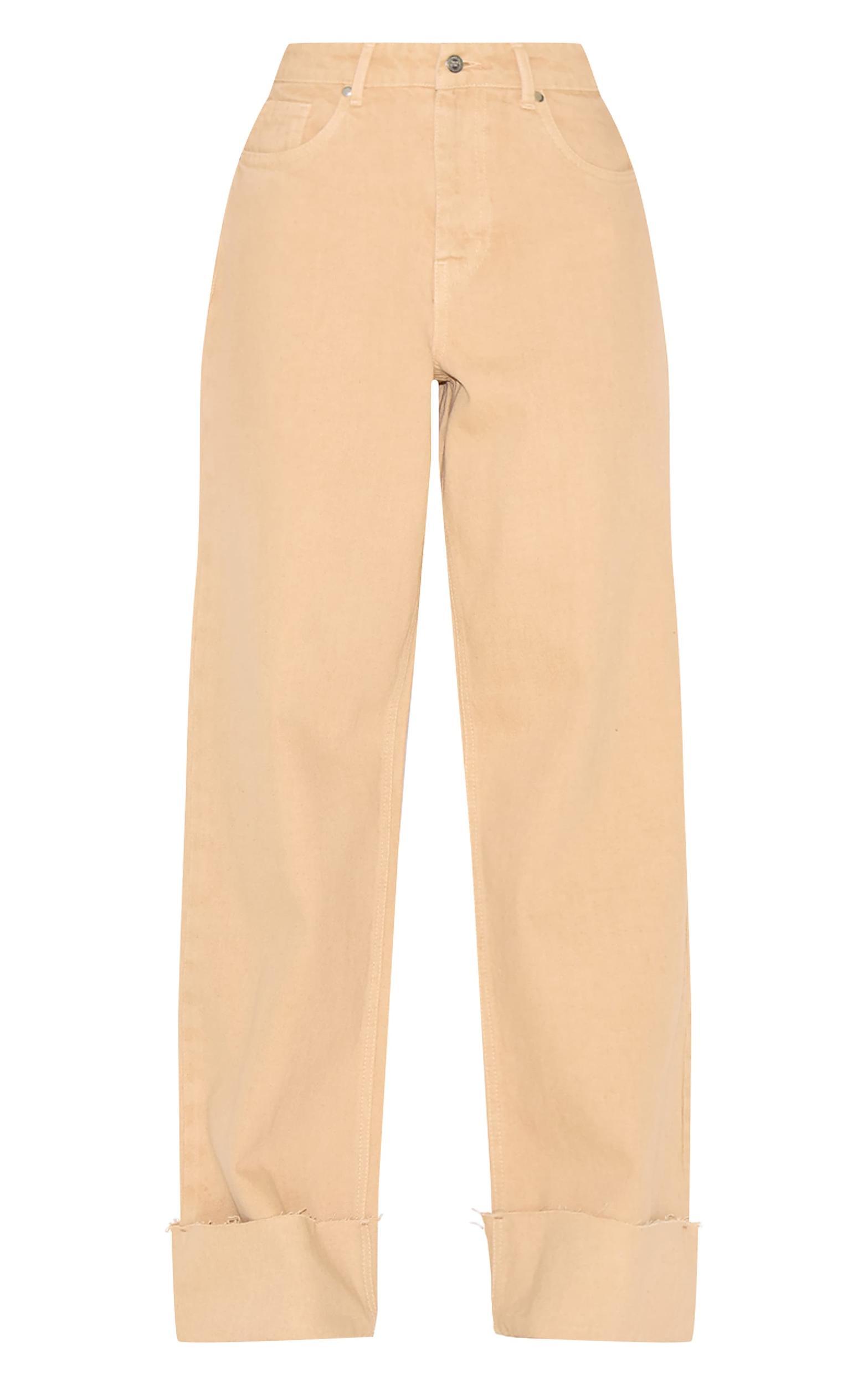 Taupe Turn Up Hem Jeans Product Image