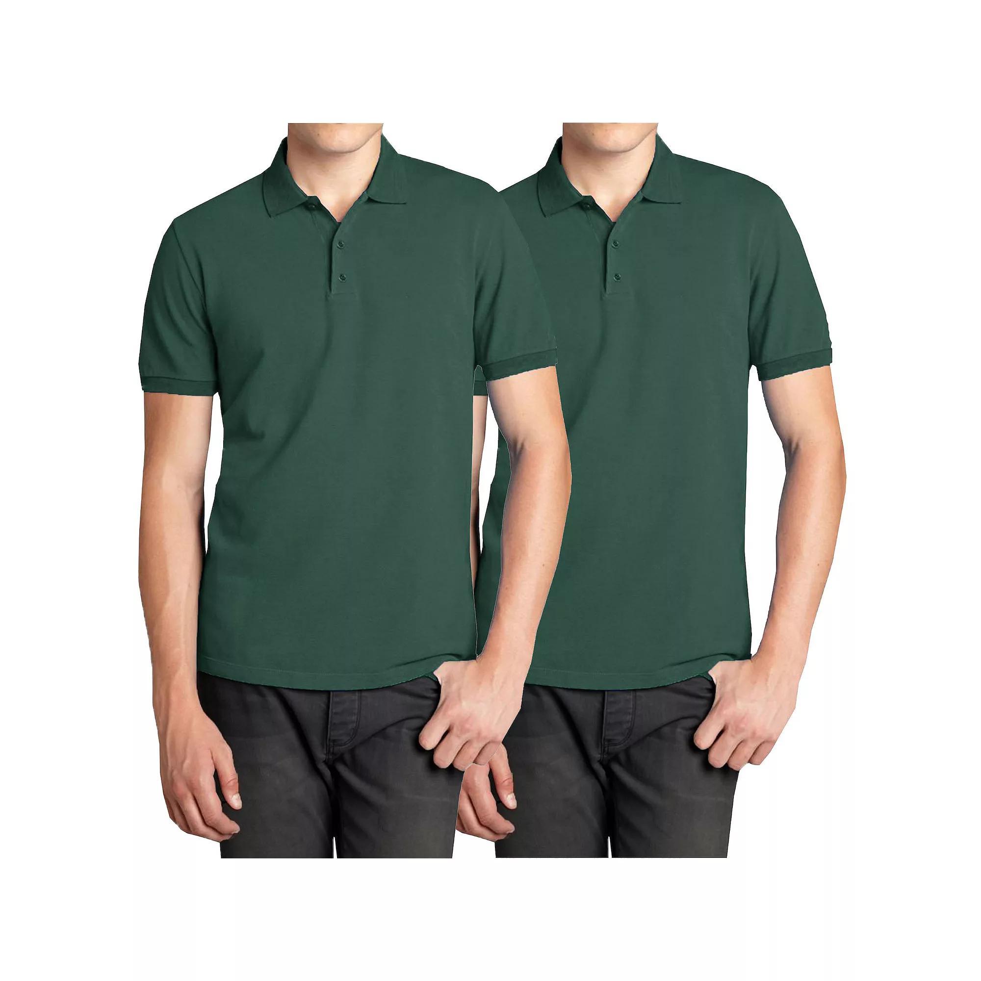 Men's Galaxy 2-Pack Pique Polo Shirts, Size: Small, Hunter Product Image