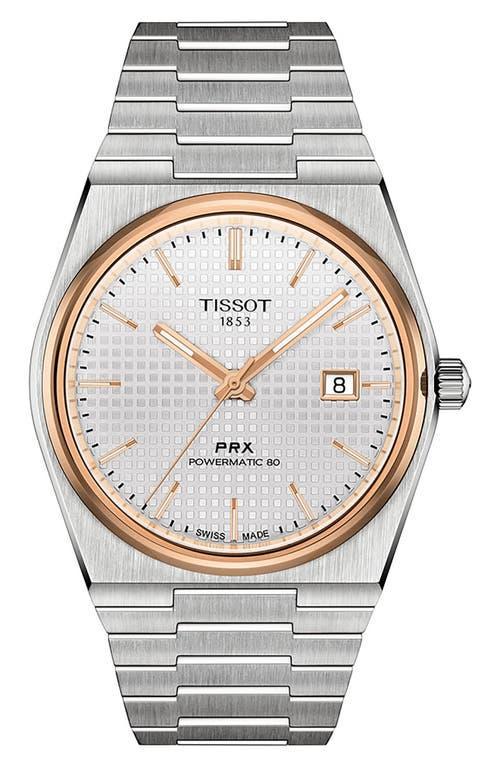 Tissot Mens Prx Automatic Stainless Steel Tonneau Bracelet Watch Product Image