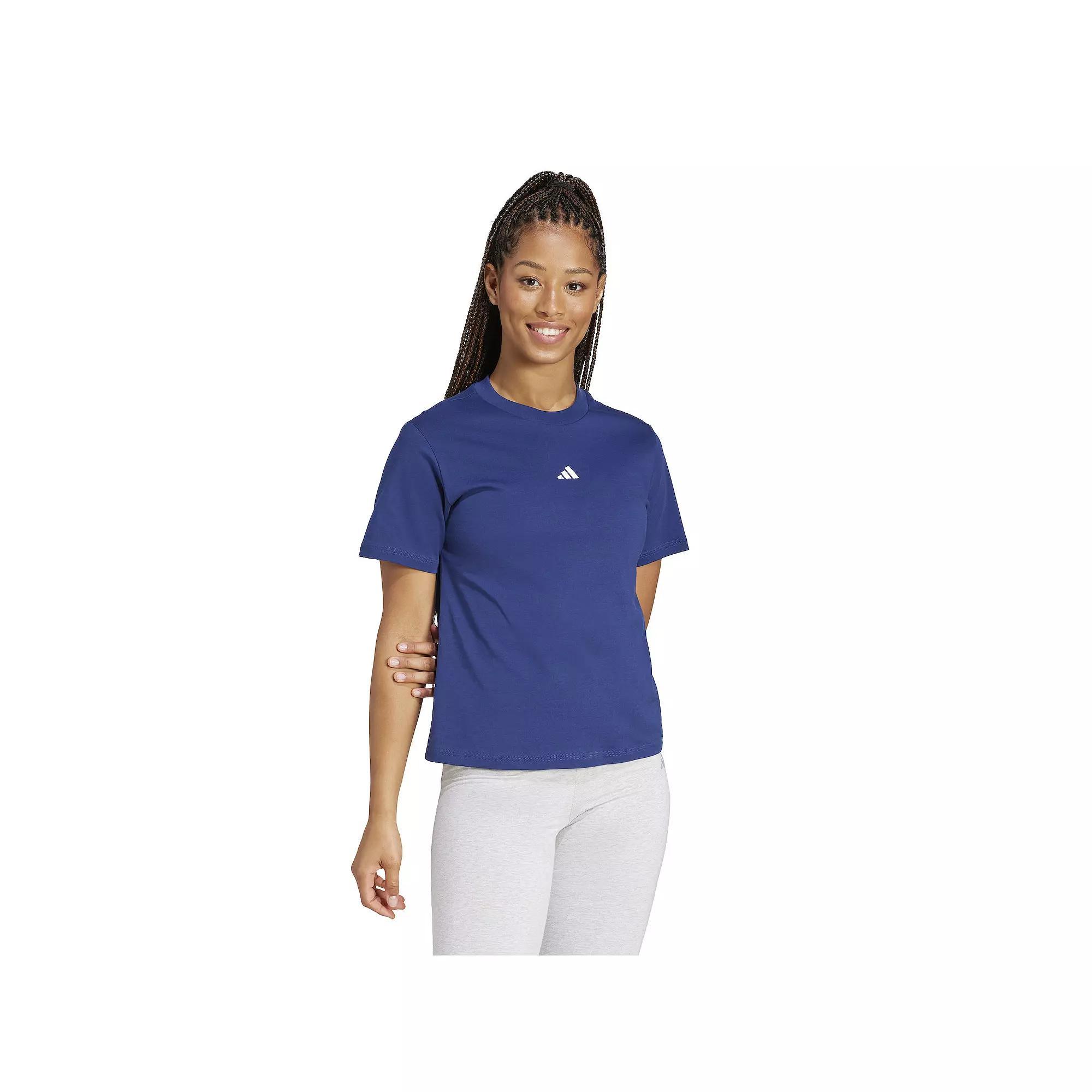 Women's adidas Essentials Small Logo Cotton T-Shirt, Size: XS, Dark Blue Product Image