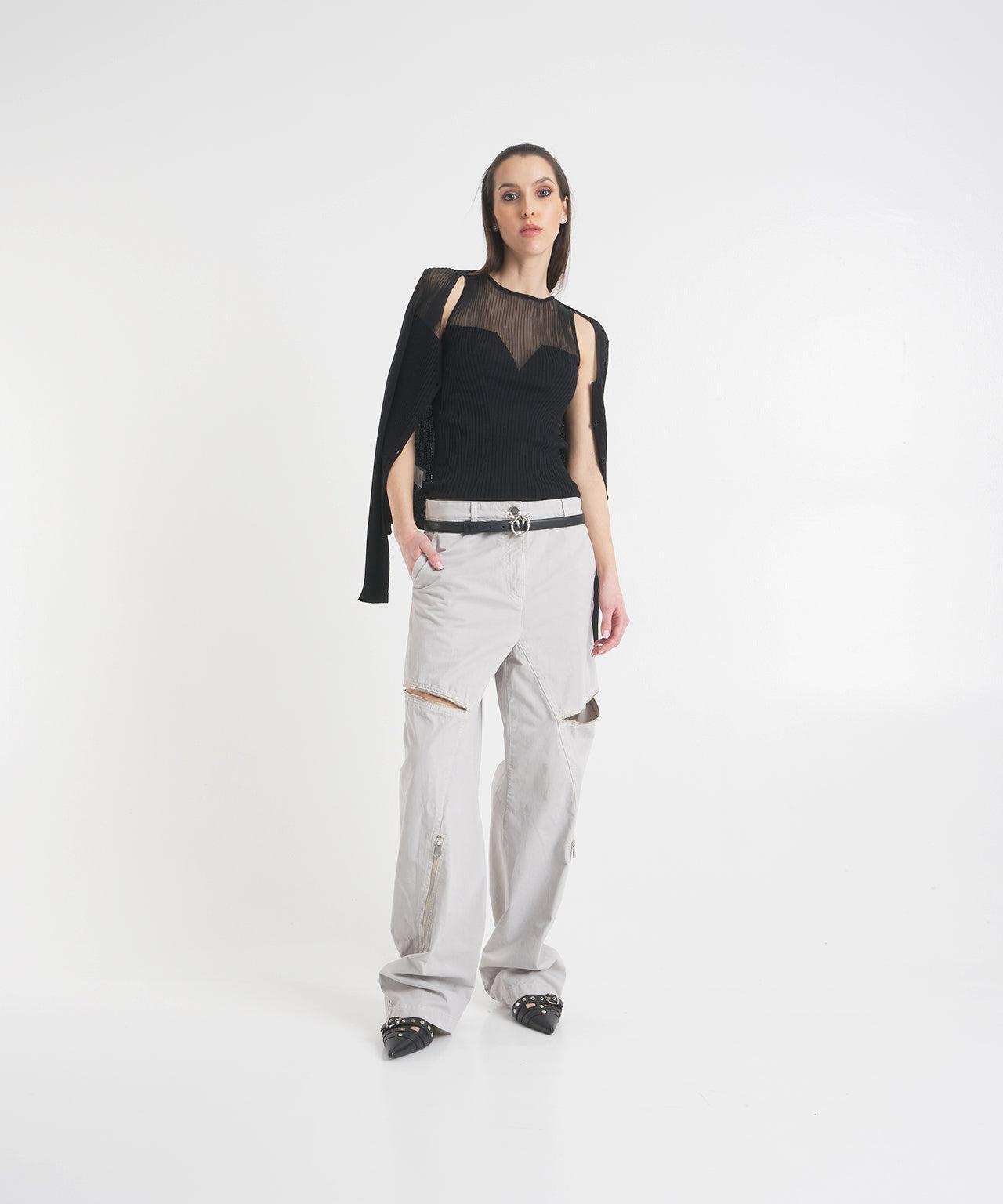 Wide leg pants with zipper details Product Image