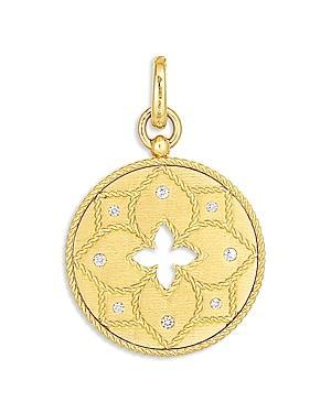 Roberto Coin 18K Yellow Gold Venetian Princess Diamond Flower Disc Pendant Product Image