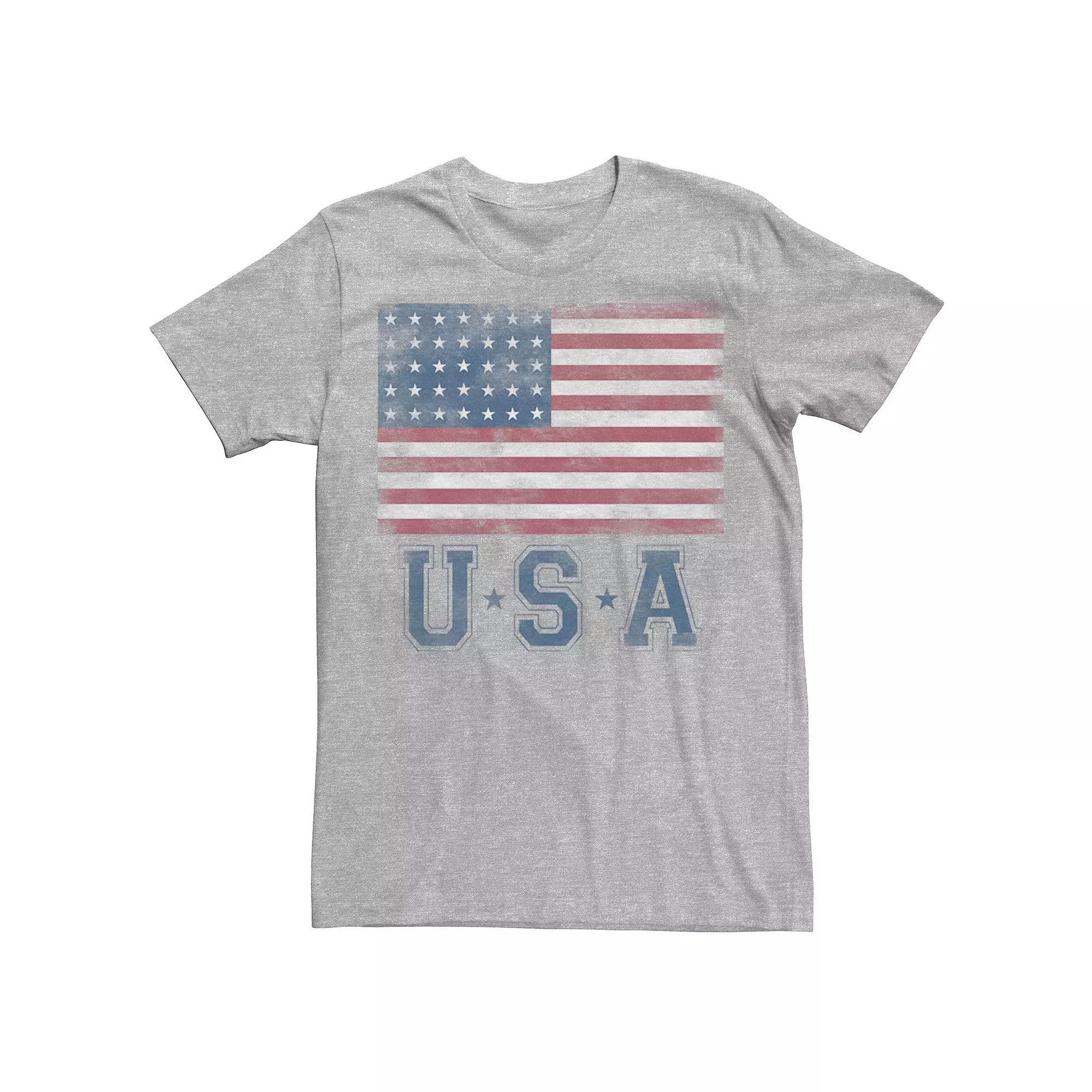 Men's Classic Distressed Flag And USA Title Tee, Size: 3XL, Athletic Grey Product Image
