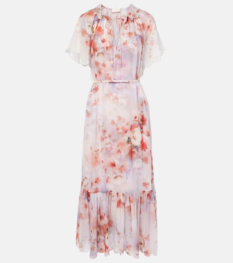 ZIMMERMANN Womens Scarlet Floral Crush Floral-print Belted Woven Midi Dress In Red Product Image
