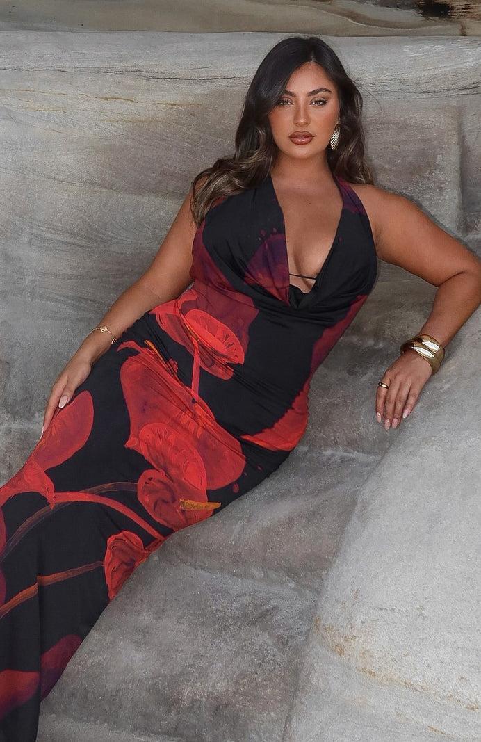 Vacation Time Maxi Dress Red Leaf Product Image